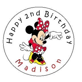 Minnie Mouse Birthday Personalized 2 5" Round Labels Favors Sticker Loot Bags
