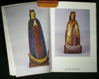 Book Polish Folk Art Wood Carving Painted Religious Sculpture Poland Antique Old