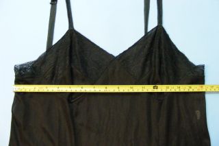 Vtg Sexy Sheer Black Nylon Lace Nighgown Lingerie Full Slip Petticoat Bra s 46