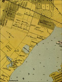 1891 Large Wall Map Galveston County City Texas