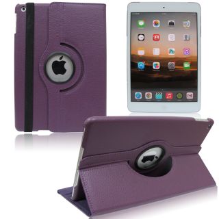 360 Rotating Purple Leather Stand Case Smart Cover for The New iPad 4 3 2 Gen