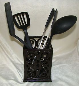New Anchor Hocking Cast Iron Kitchen Cooking Tool Utensil Crock Holder Bronze
