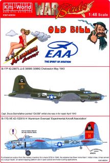 Kits World Decals 1 48 Boeing B 17 Flying Fortress Aluminum Overcast Old Bill