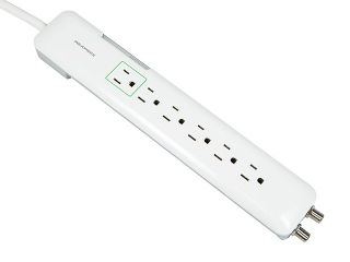 6 Outlet Slim Power Surge Protector 1080 Joules Coaxial Mountable Power Strip