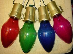 Vintage Christmas Jumbo 12" C7 Multi Color Light Bulbs Blow Mold Light String
