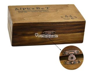 70pcs Rubber Stamps Set Vintage Wooden Box Case Alphabet Letters Number Craft W3