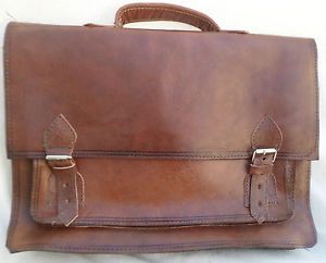 Vintage Style Handmade Real Leather Laptop Notebook Satchel Saddle Bag Case