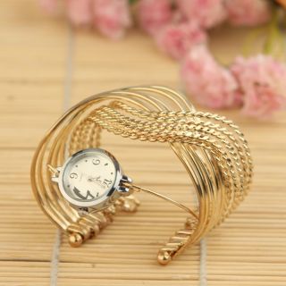 Fashion Women Ladies Bangle Bracelet Quartz Wrist Watch Gifts Stunning Gold