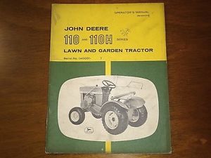 John Deere 110 110H Lawn Garden Tractors Operators Manual Original