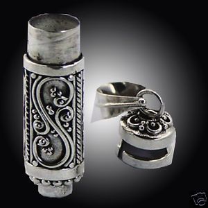 Handmade Sterling Silver Snuff Boxes Medicine Tobacco Holder Tube Pendent