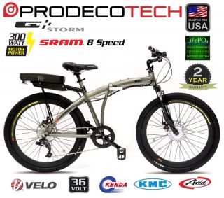 New Prodeco Technologies Storm 36V 300W LiFePO4 Electric Bicycle Bike EBike