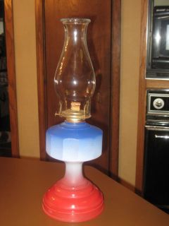 Vintage Eagle Kerosene Oil Lamp Red White Blue Americana Unique Design w Globe