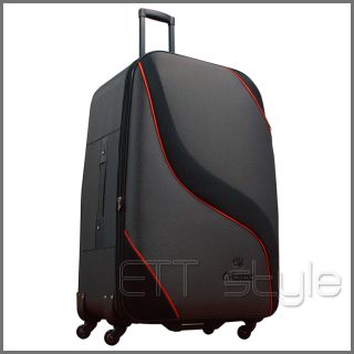 3 Piece Expandable Black Orange Spinner Rolling Suitcase Luggage Set Carry On