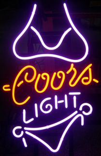 Coors Light Purple Bikini Beer Neon Light Bar Sign 017