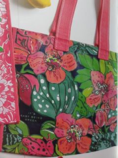 Lilly Pulitzer Market Bag Skip on It Pink Frog Green Recyclable Eco Shopper Tote