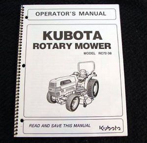 Original Kubota L3130 L3430 L3830 Tractor RC72 38 Mower Deck Operators Manual