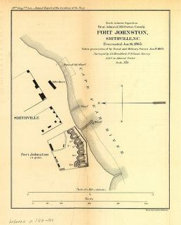 36x54 Civil War Map Fort Johnston Smithville N C