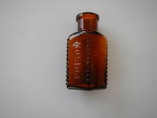 3 1 2" Amber Poison Medicine Bottle