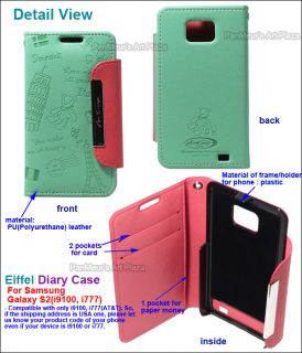 Eiffel PU Leather Case Cover Wallet for Samsung Galaxy S2 i9100 I777