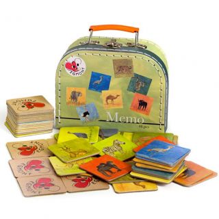 Memory Game Matching Pairs Wild Animals in Mini Suitcase