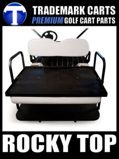 EZGO TXT Golf Cart Rear 2 in 1 Flip Fold Seat Kit Cargo Bed White Cushions