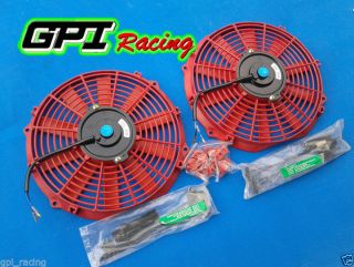 2 × 12" inch Universal Electric Radiator Racing Cooling Fan Mounting Kit Red
