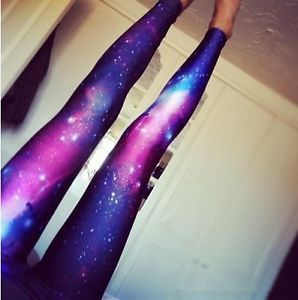 Ladies Multicolored Galaxy Printed Stretchy Tights Jeans Leggings Pants 79112
