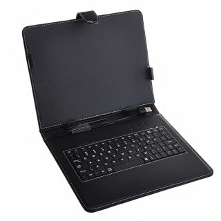 Black 9 7'' Tablet PC Mid Leather Sheath Keyboard Cover Case with Stylus USB US
