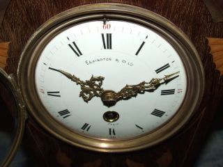 Antique Inlaid Mahogany 31 Day Balloon Bracket Mantel Clock Elkington Paris