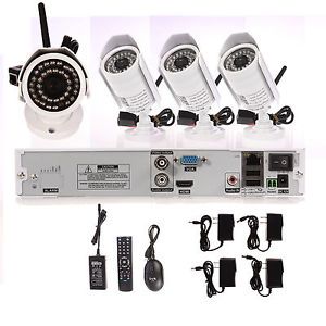 4 CH NVR Home Surveillance Video WiFi Wireless Security IP Network Camera System