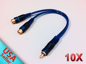 10x New Absolute Y Splitter RCA Composite Audio Cable 1 Male 2 Female