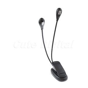 LED Dual Light Lamp Gooseneck Clip eBook Reader Book Reading
