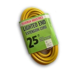 New Contractor Grade Outdoor Extension Cord 12 Gauge 25 ft Lighted End Yellow