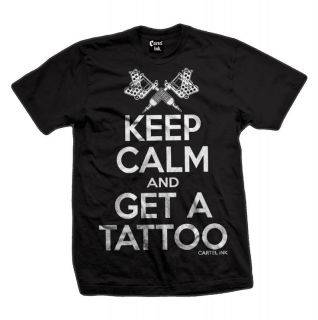 Cartel Ink Tattoo Biker Emo Rockabilly Gothic Punk Moto Keep Calm T Shirt L