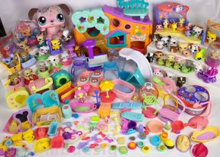 Hasbro Littlest Pet Shop Playset 48 Animals Dog Food Toy Accessories Big Lot A
