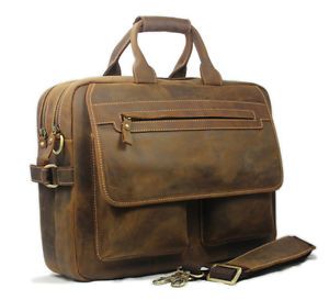 Men's Cowhide Real Leather Tote Bag Shoulder Bag Messenger 15"Laptop Briefcase