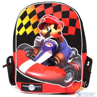 Nintendo Super Mario Kart Wii School Backpack 16" Large Bag Big Mario