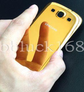 Gold Chrome Plated Mirror Battery Door Back Cover Samsung Galaxy s 3 SIII I9300