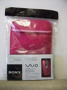 Original Genuine Pink Sony Vaio Laptop Notebook Carrying Pouch Sleeve with Mouse