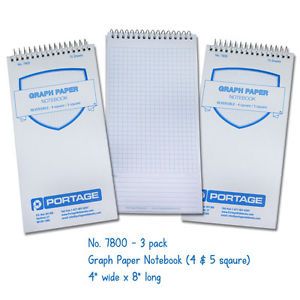 Portage Graph Paper Notebooks Reversible 4 5 Square 70 Sheets 4x8 3Pack