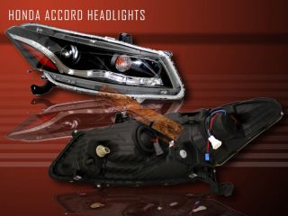 2008 2010 Accord Projector Headlights 2 Door Coupe Black LED Audi R8 Style
