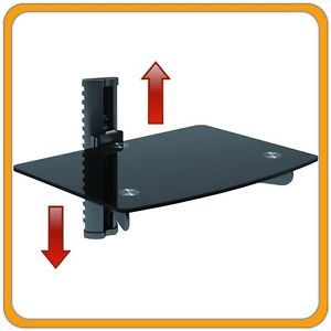 Black Adjustable Shelf Shelve Rack Stand Wall Mount for DVD VCR Bluray Blueray