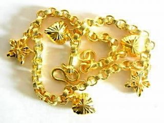 New 18ct 18 24K Real Yellow Gold Filled Mens Womens Plated Charm Bracelet Bangle