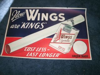 Vintage Wings Cigarette Paper Sign Point of Sale Store Display 1950'S