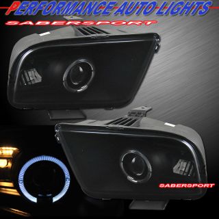 05 09 Ford Mustang Angel Eyes Halo Hi Low Projector Headlights Black Smoke Pair