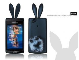 New Black Rabbit Tail Soft TPU Case for Sony Ericsson Xperia Arc LT15i x12 LT18i