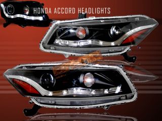 2008 2010 Accord Projector Headlights 2 Door Coupe Black LED Audi R8 Style