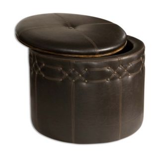 Traditional Old World Faux Leather Storage Ottoman