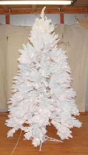 New Christmas Tree 6 5' White Alaskan Spruce Pre Lit Clear Lights Snow Mountain