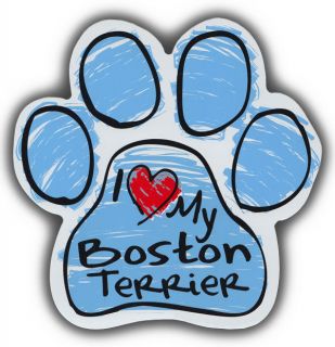 Scribble Paw Dog Magnets I Love My Boston Terrier Cars Trucks Refrigerators